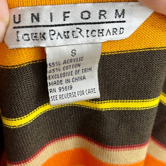 90s JOHN PAUL RICHARD Vintage Orange Striped Sequin Beaded Knit Top - Picture 5 of 7